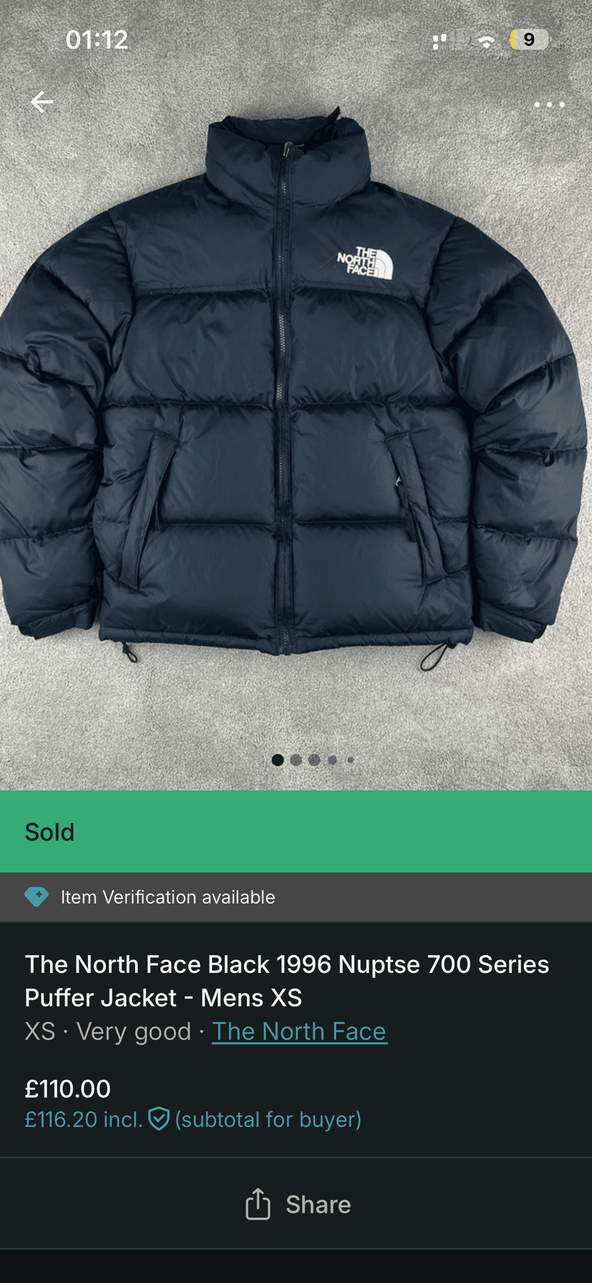 TNF 1996 Nuptse 700 sold