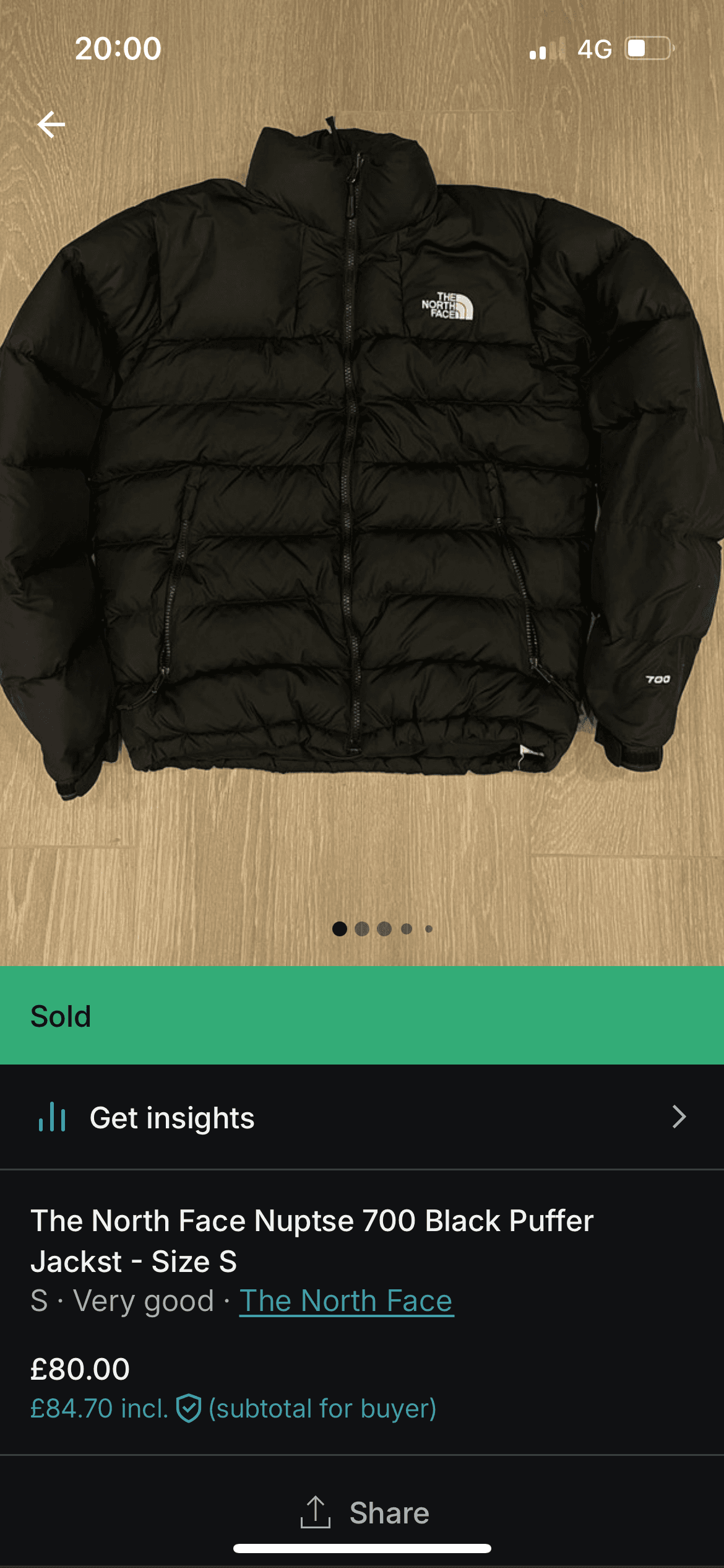 TNF Nuptse 700 sold
