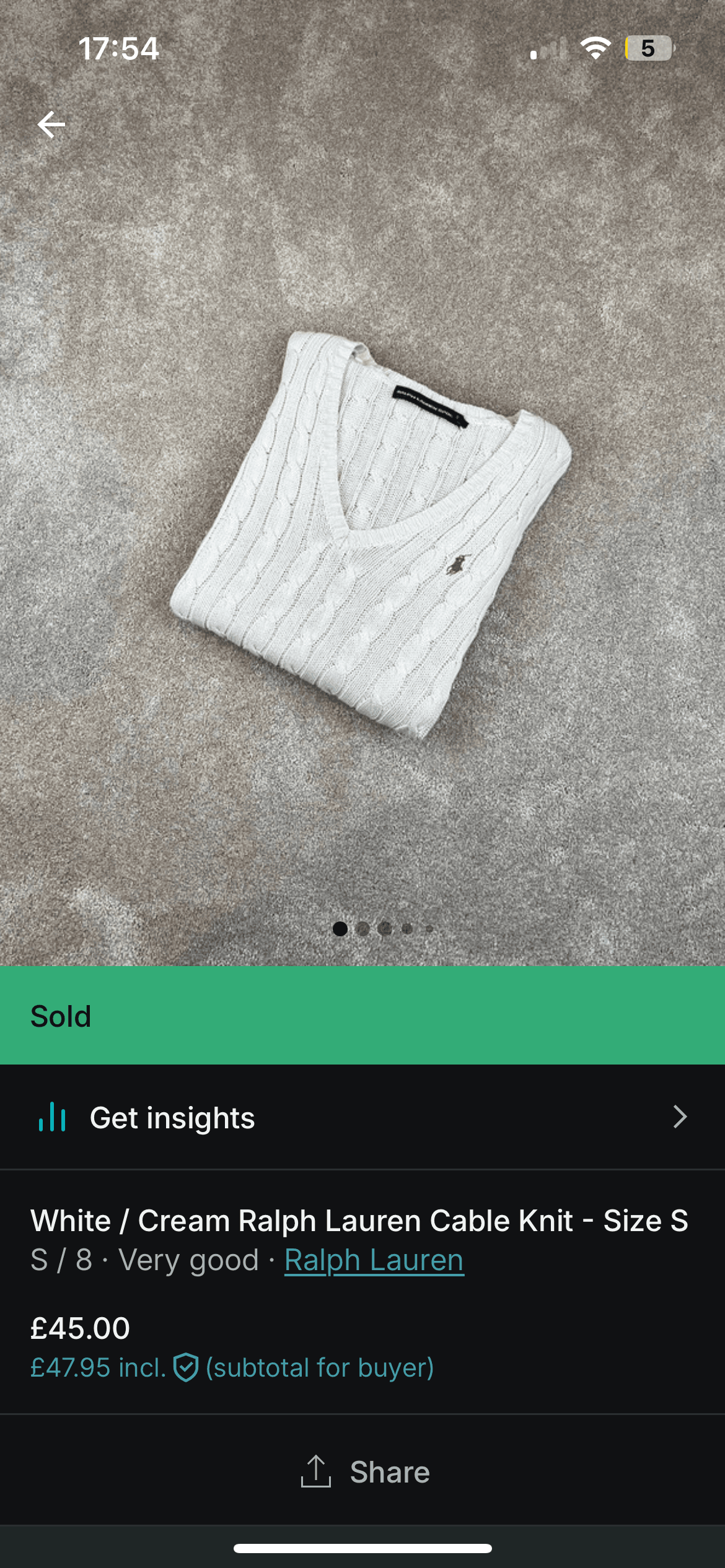 White RL Cable Knit sold