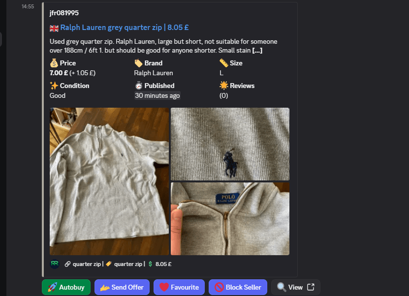 RL Grey Qtr Zip