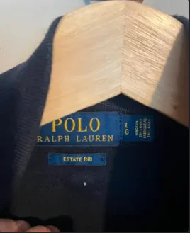 The listing photo: the Polo Ralph Lauren neck label, size L