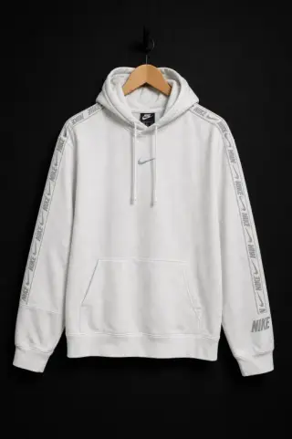 The same hoodie on a hanger, rendered by Reframe