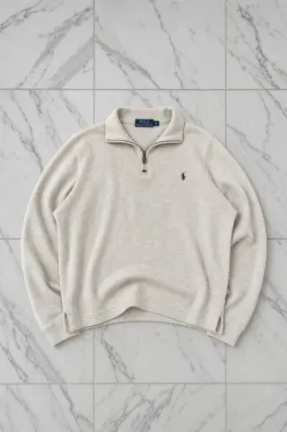 The same quarter-zip knit, rendered by Reframe