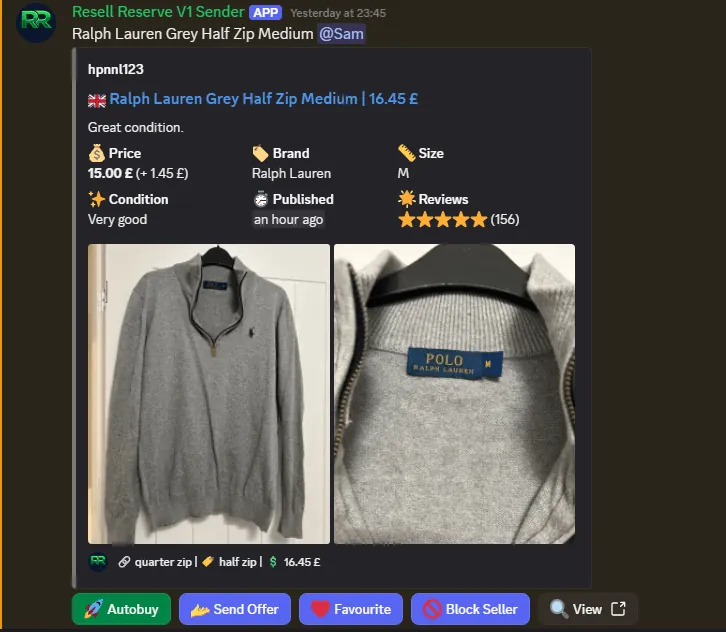 RL Grey Half Zip · £15