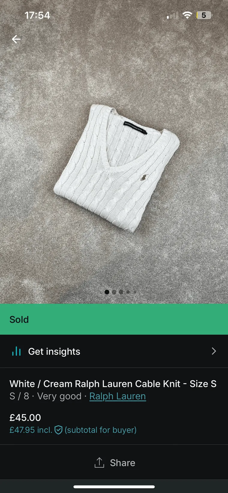 Ralph Lauren White RL Cable Knit sold
